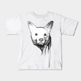 Fox Stipple Drawing Kids T-Shirt